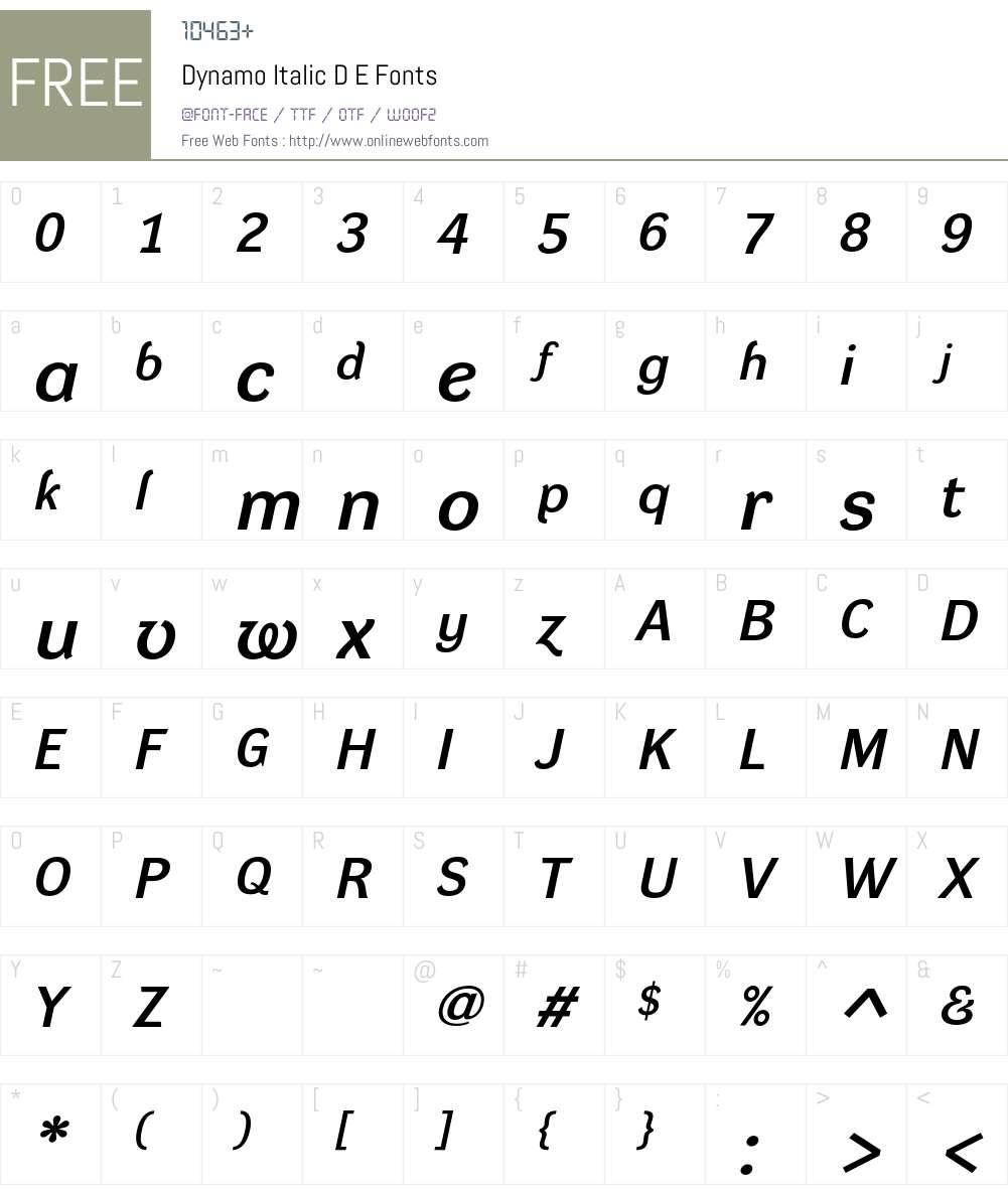 Dynamo DE Font Screenshots