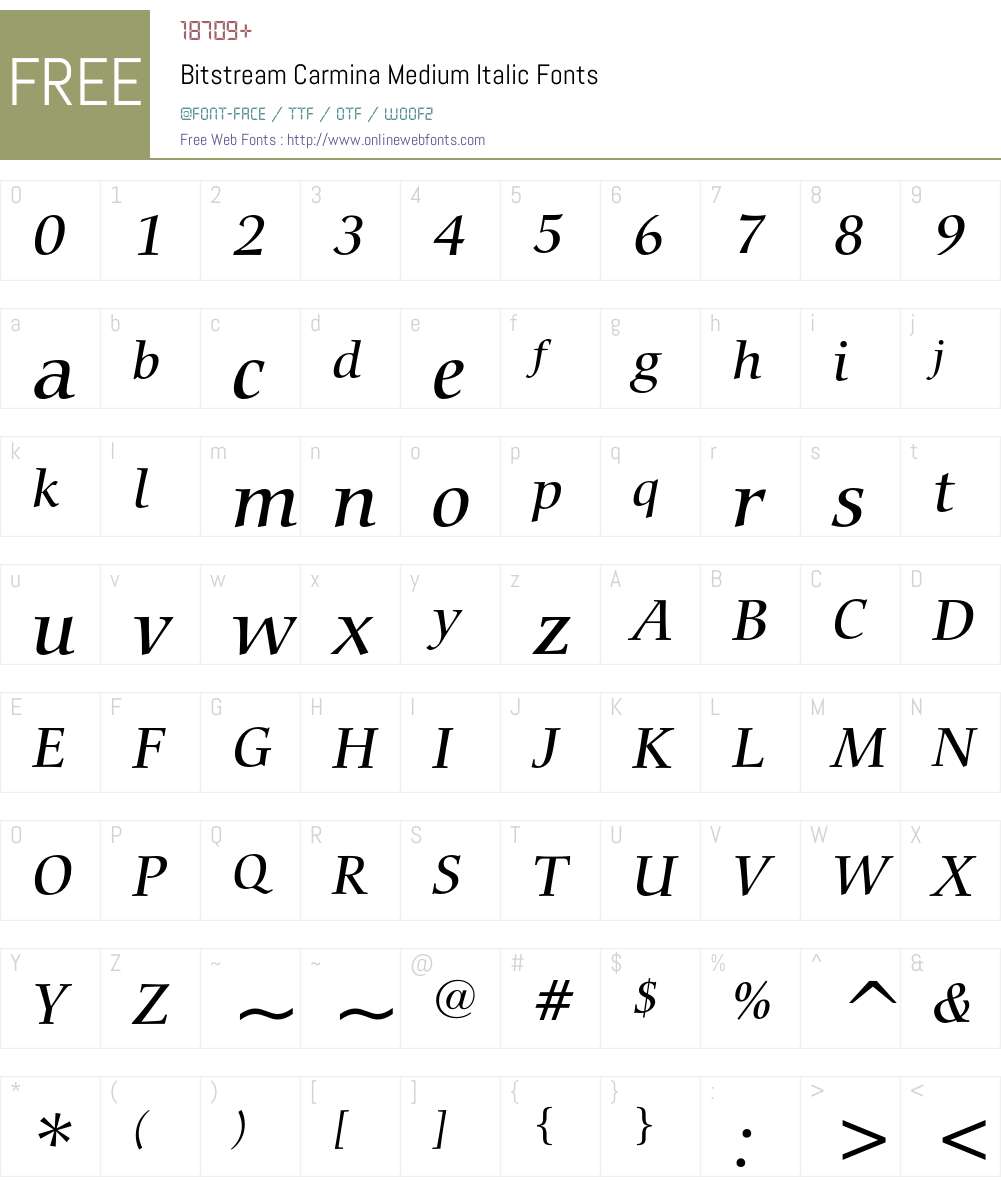 Bitstream Carmina Font Screenshots