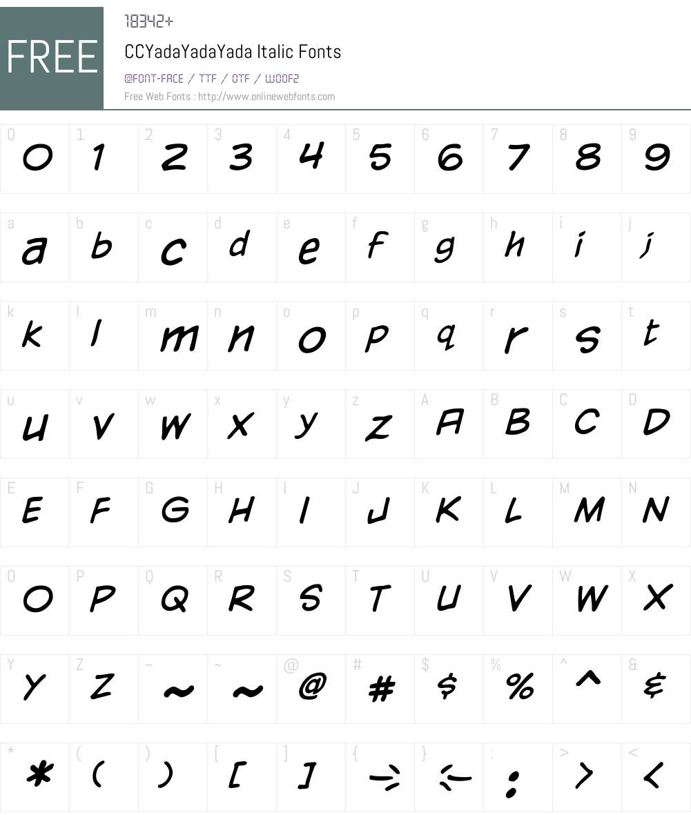 CCYadaYadaYada-Italic Font Screenshots