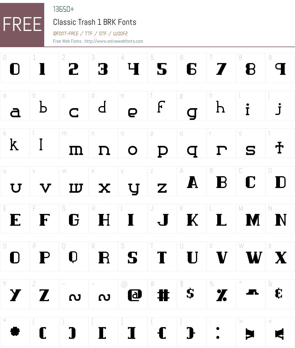 Classic Trash 1 BRK Font Screenshots