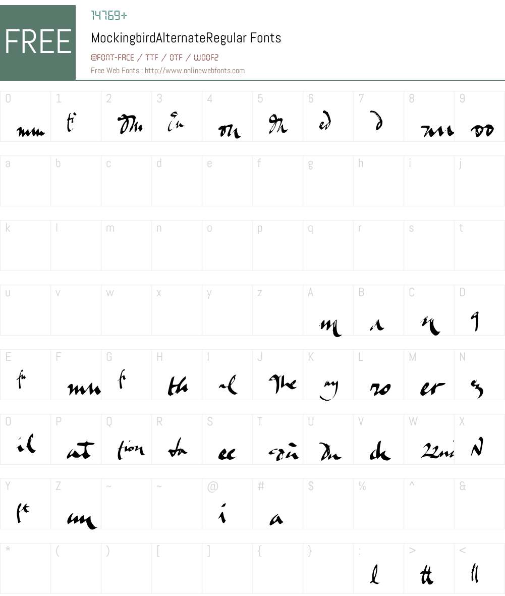 MockingbirdW90-RegAlt Font Screenshots
