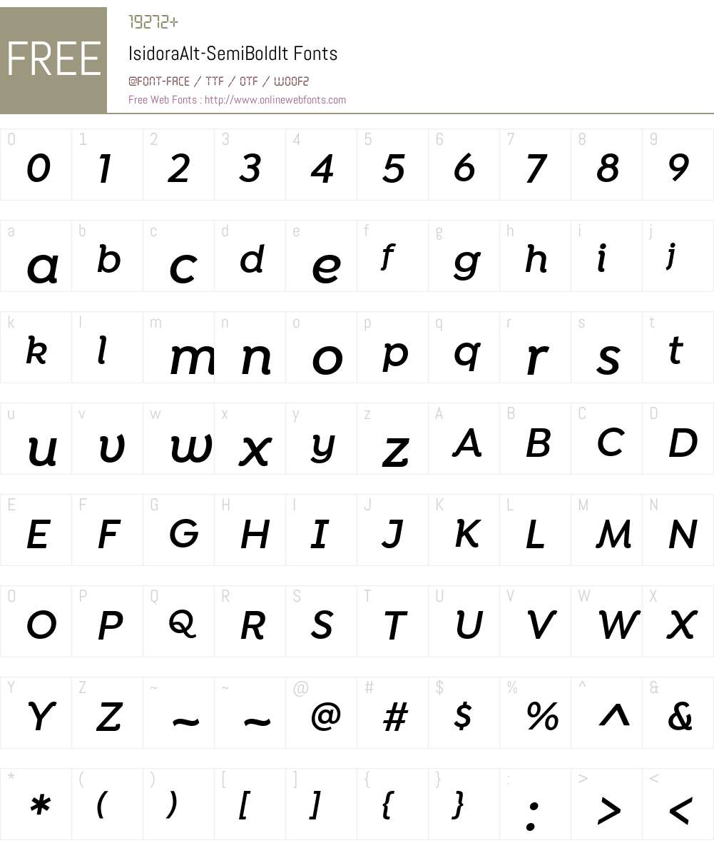 IsidoraAlt-SemiBoldIt Font Screenshots