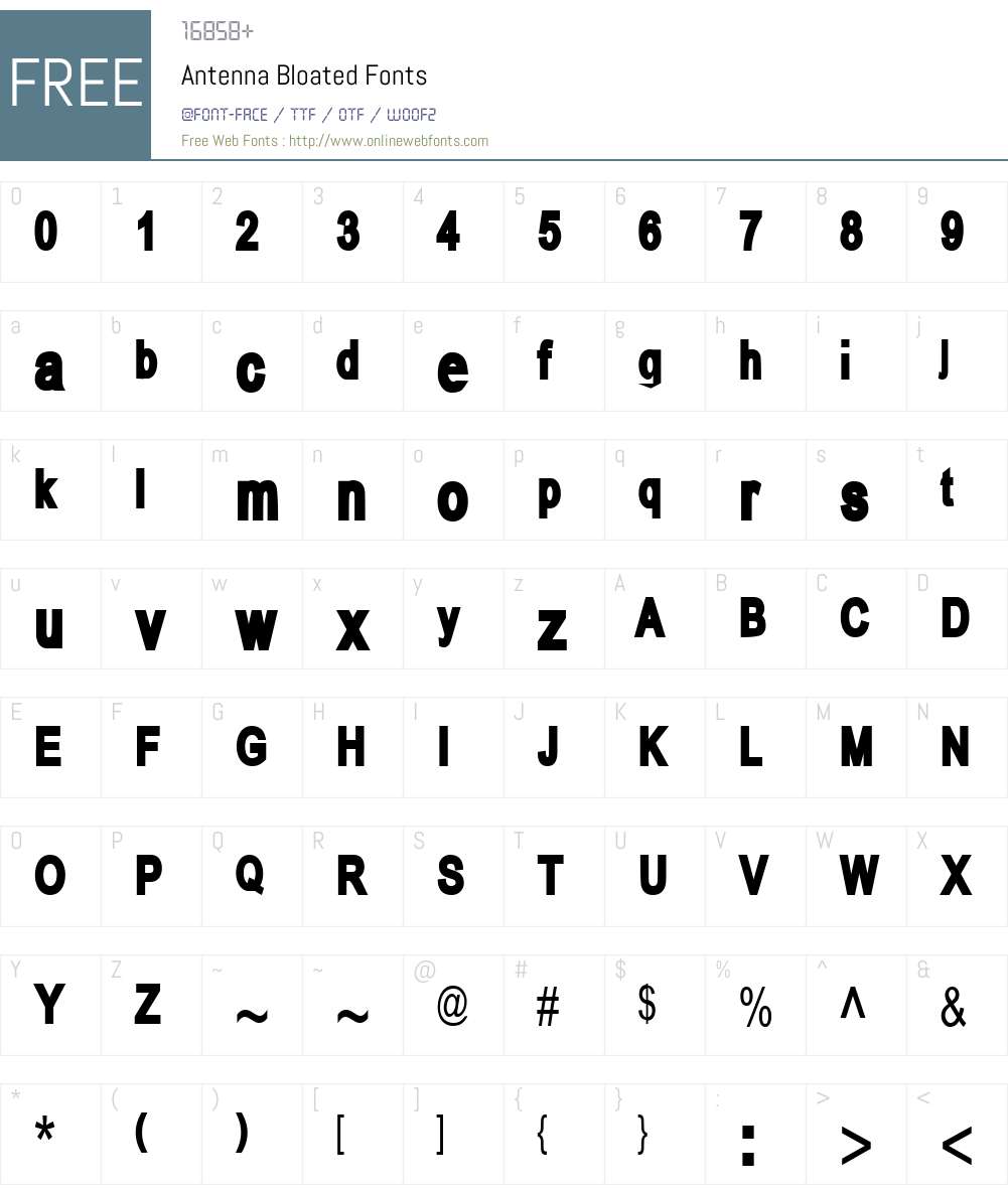 Antenna Bloated Font Screenshots