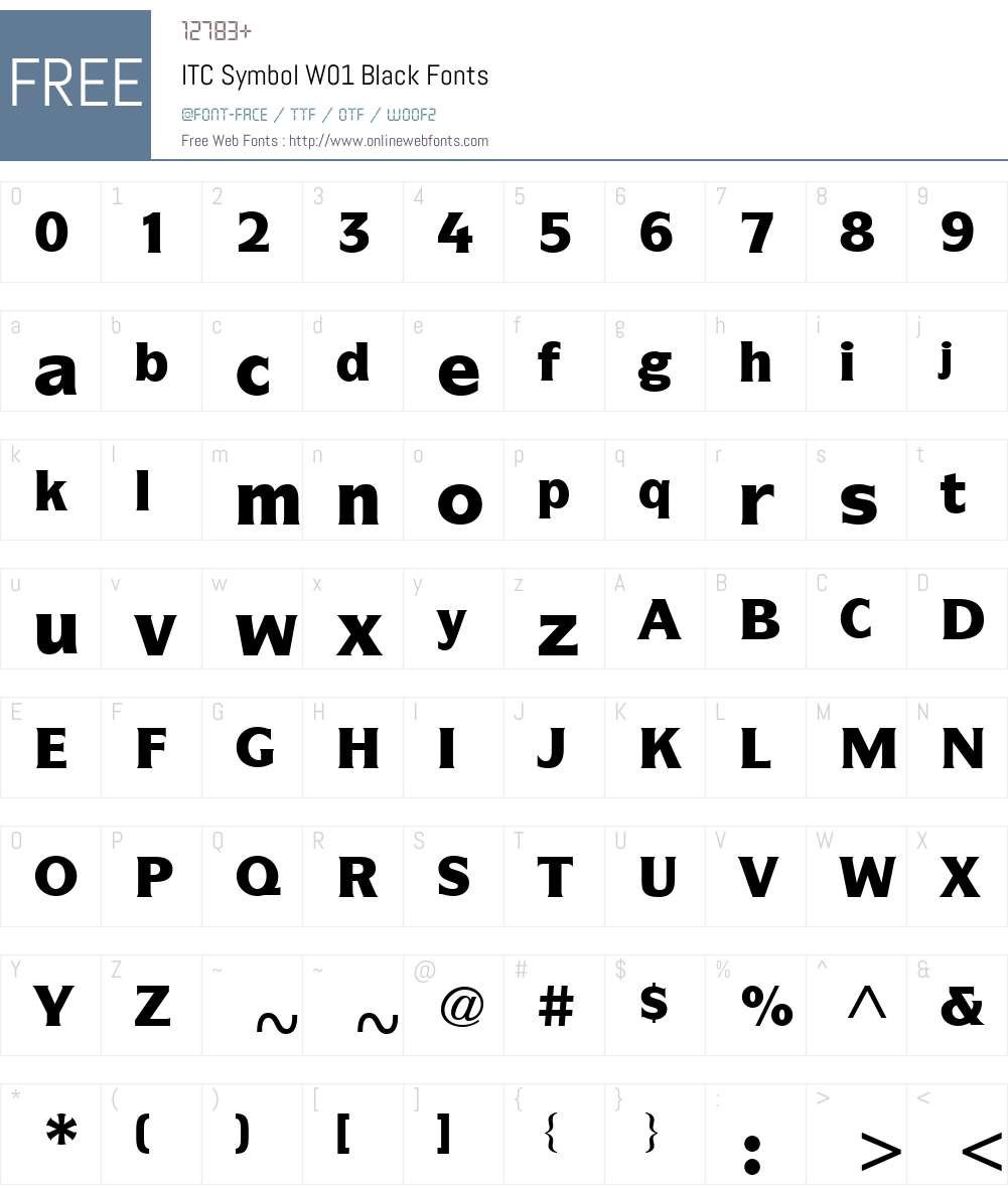ITCSymbolW01-Black Font Screenshots