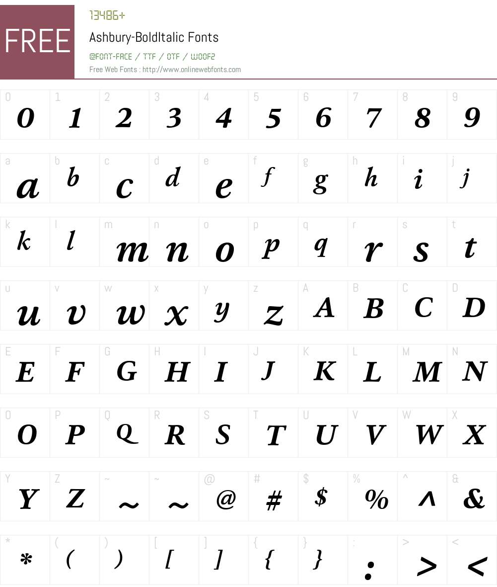Ashbury-BoldItalic Font Screenshots