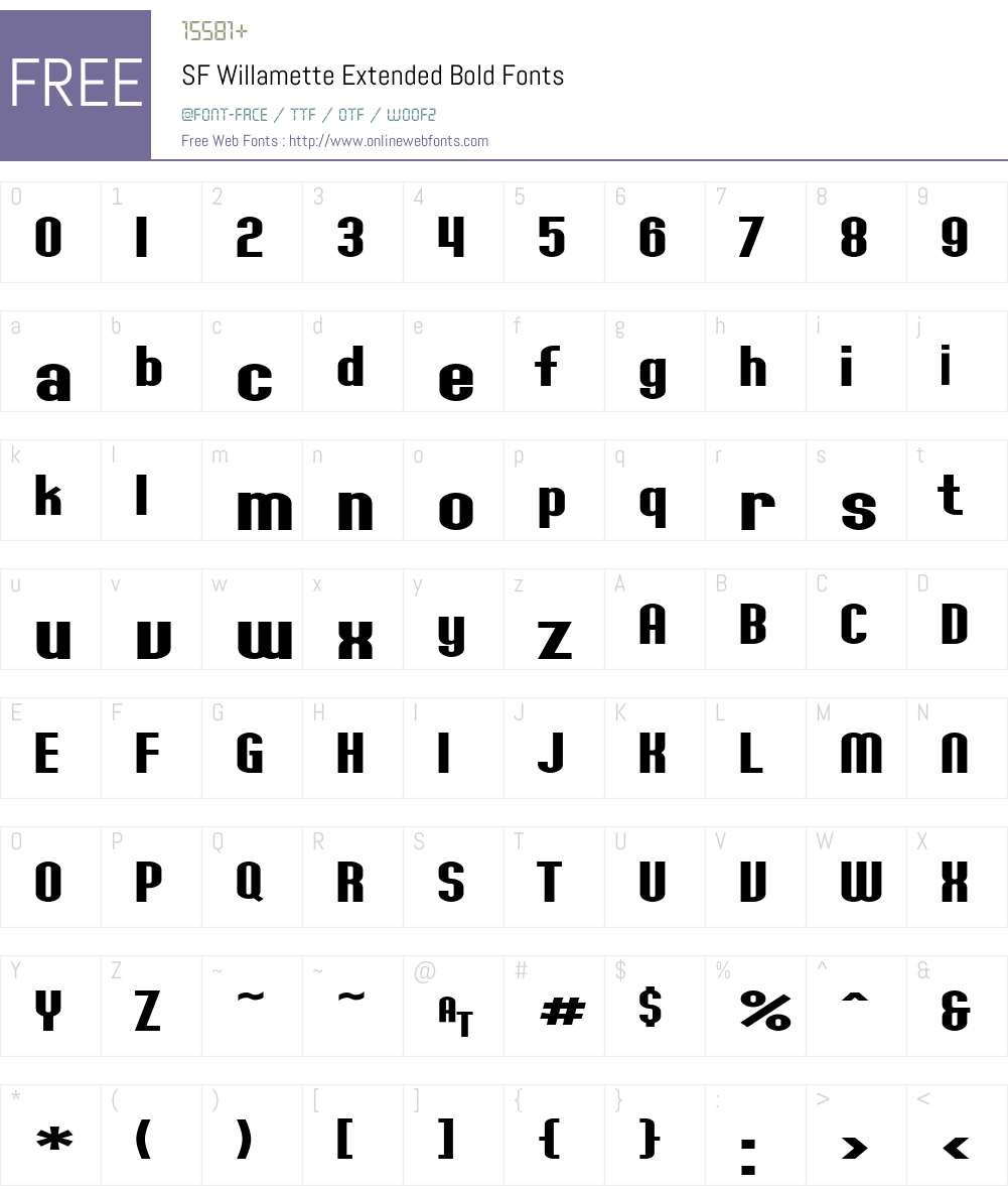 SF Willamette Extended Font Screenshots