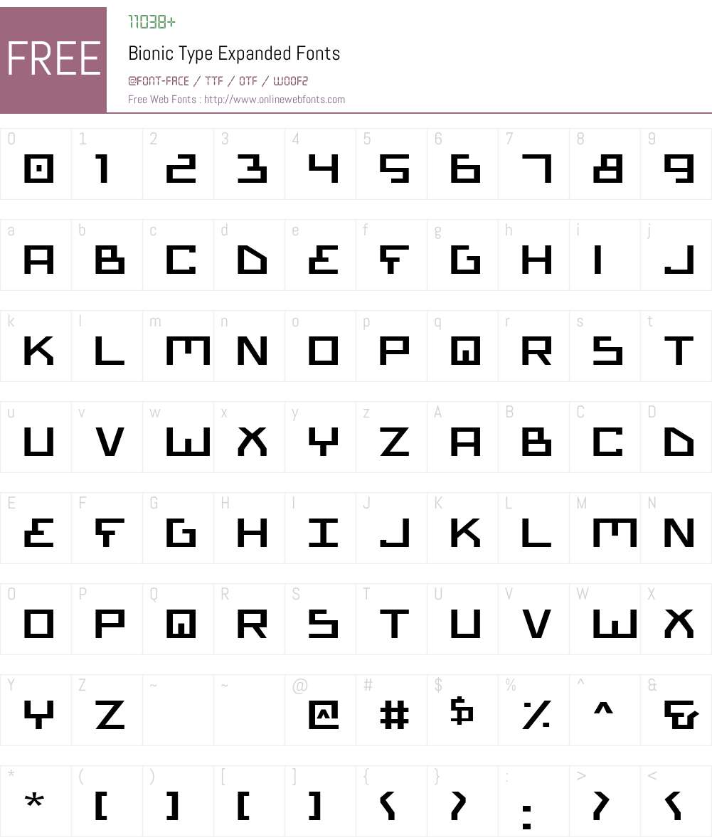 Bionic Type Expanded Font Screenshots