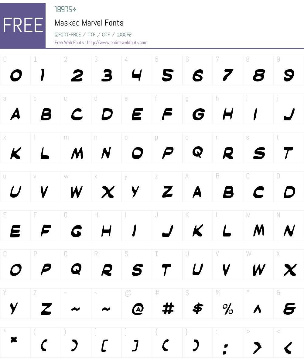 Masked Marvel Font Screenshots