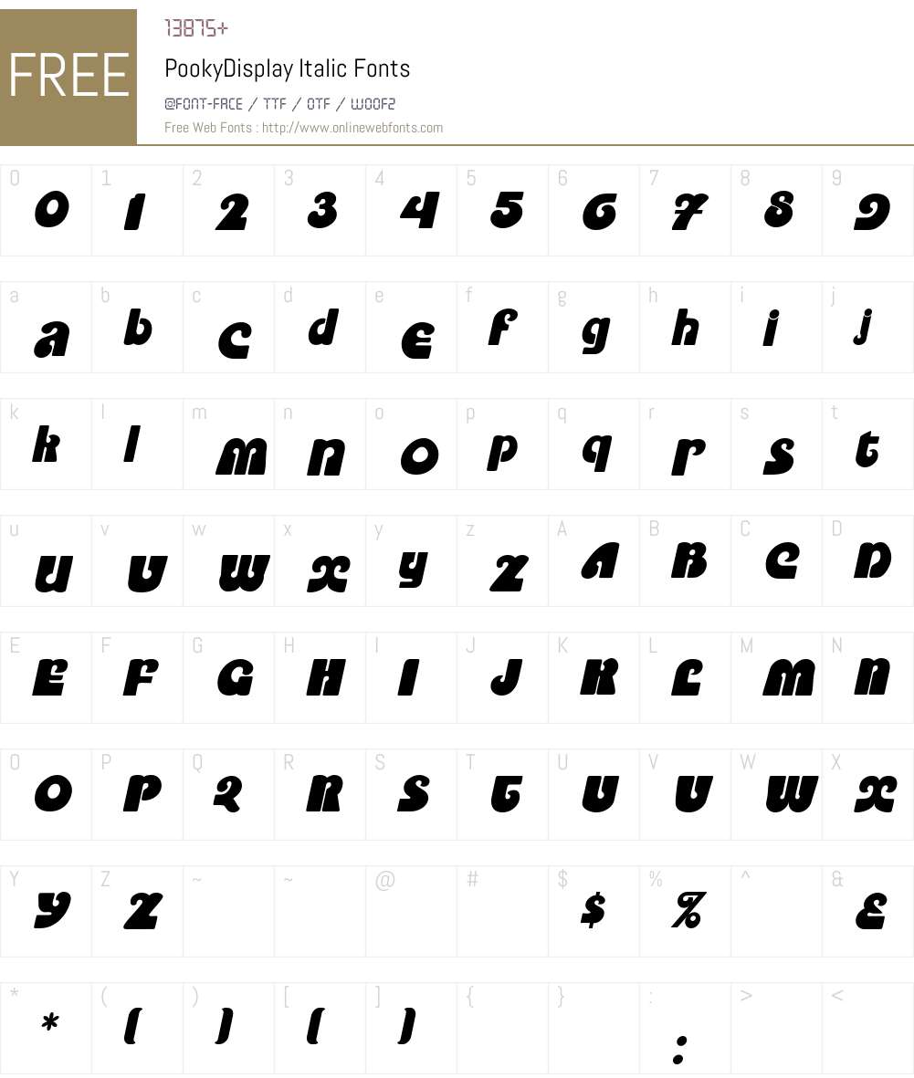 PookyDisplay Font Screenshots