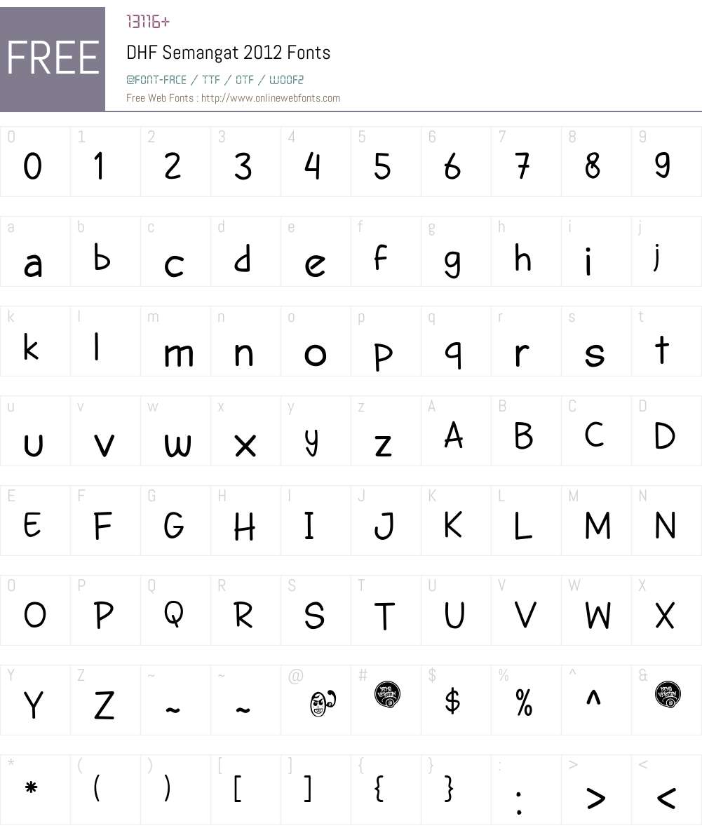DHF Semangat 2012 Font Screenshots