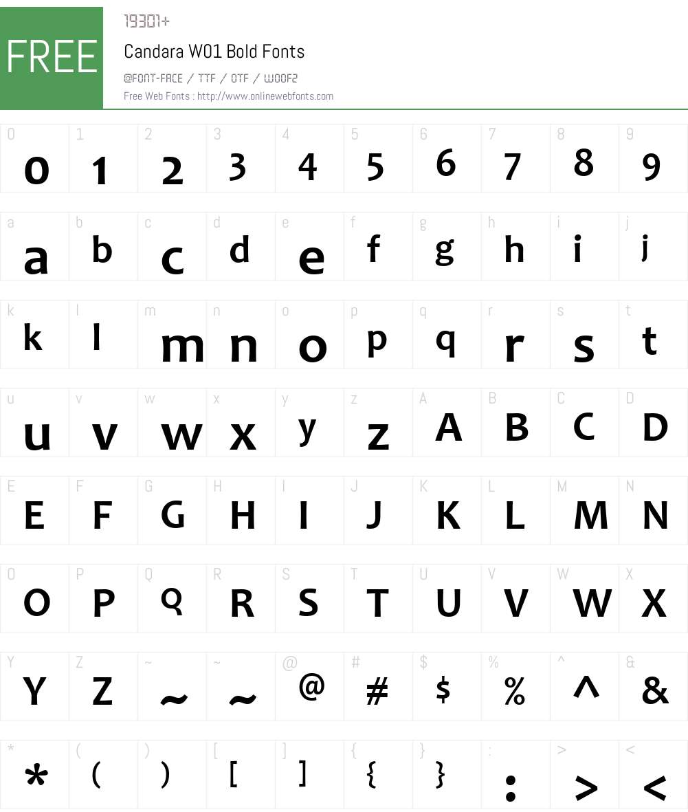 CandaraW01-Bold Font Screenshots