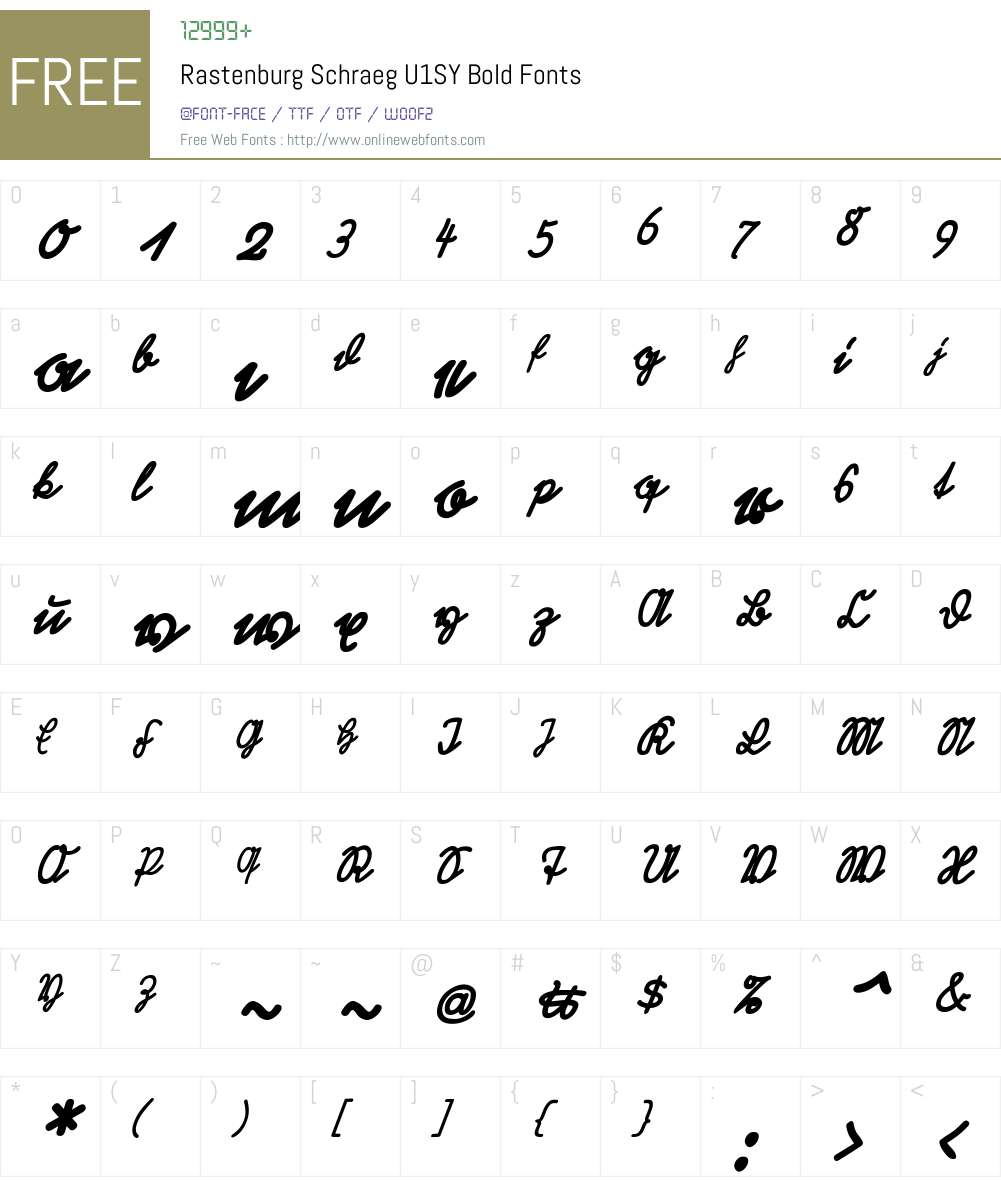 Rastenburg Schraeg U1SY Font Screenshots