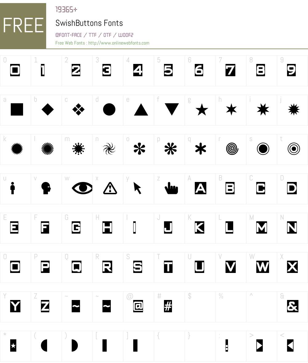 SwishButtons Font Screenshots