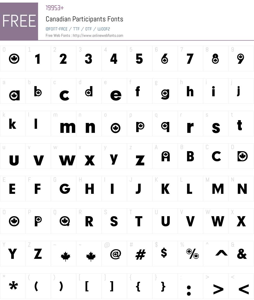 Canadian Participants Font Screenshots