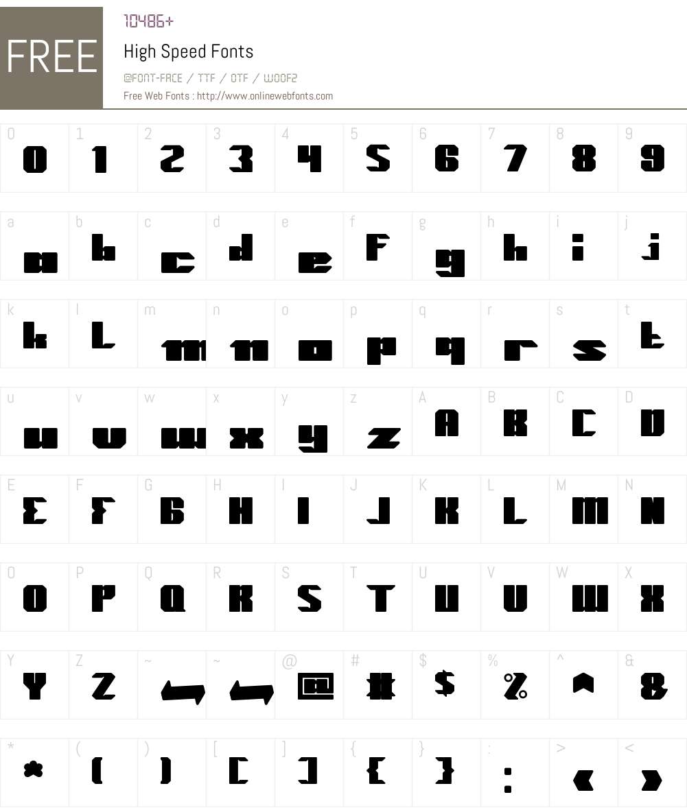 High Speed Font Screenshots