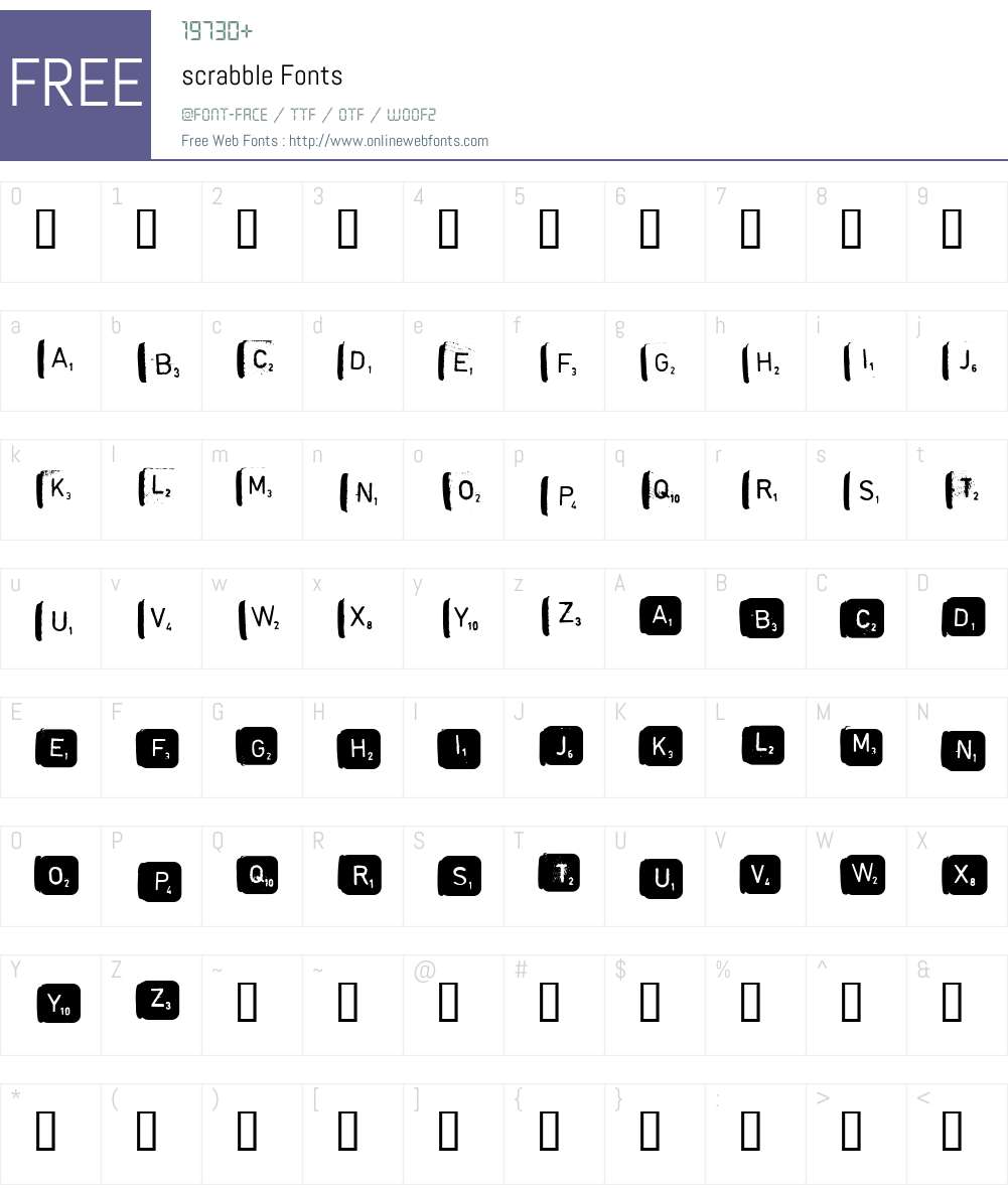 scrabble Font Screenshots