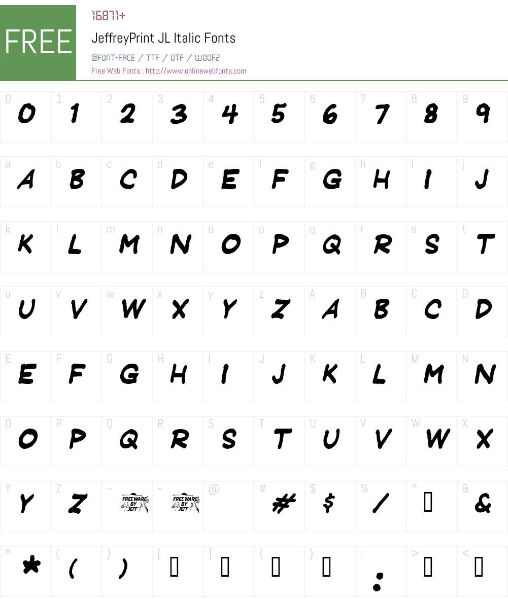 JeffreyPrint JL Font Screenshots