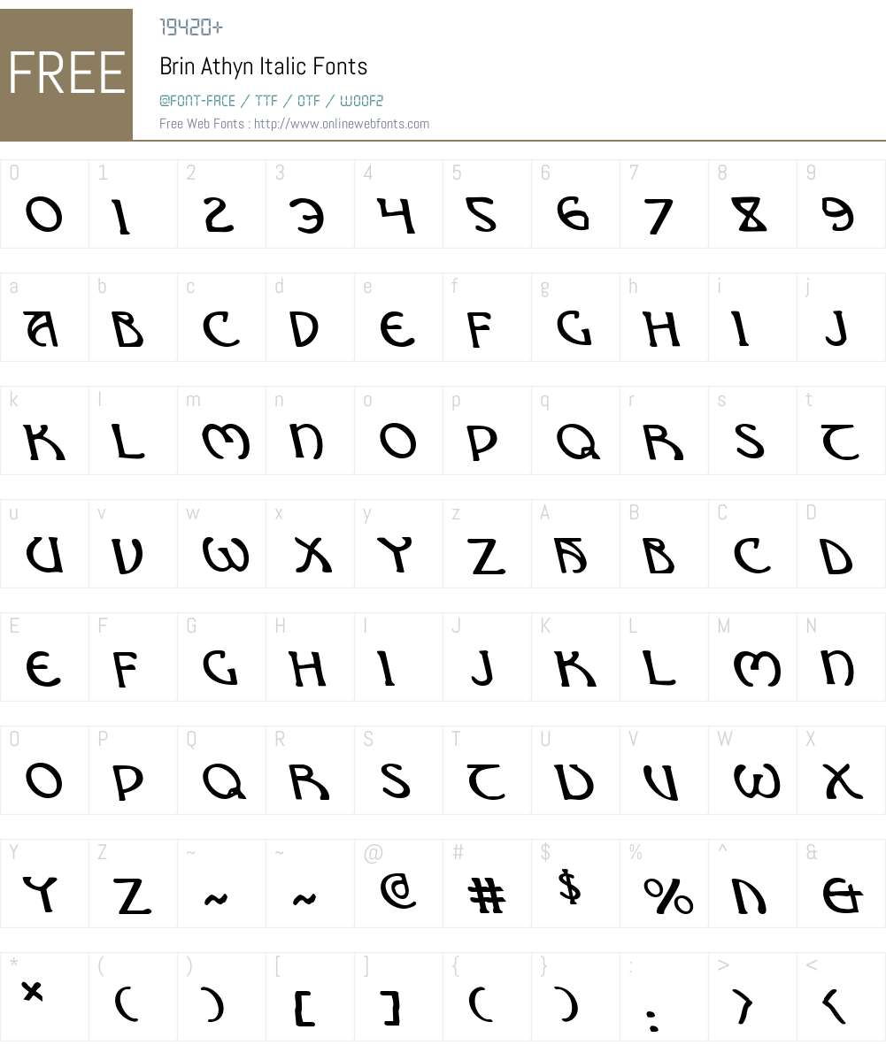 Brin Athyn Leftalic Font Screenshots