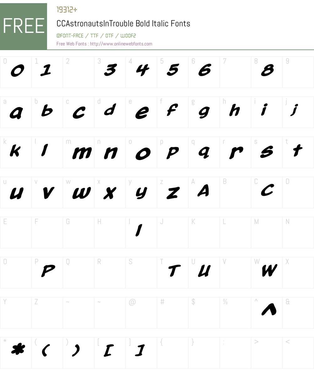 CCAstronautsInTrouble-BoldItalic Font Screenshots