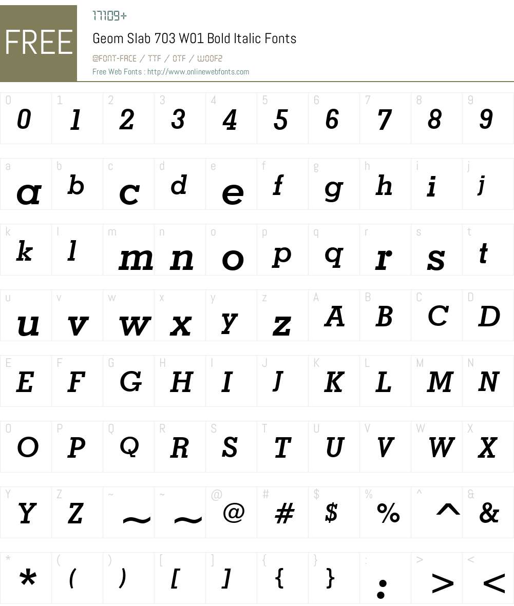 GeomSlab703W01-BoldItalic Font Screenshots