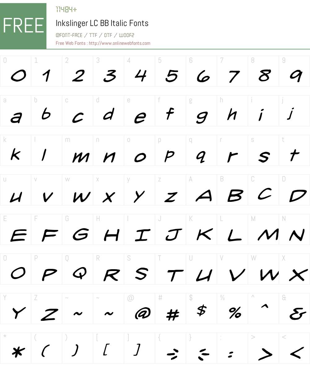 InkslingerLCBB-Italic Font Screenshots