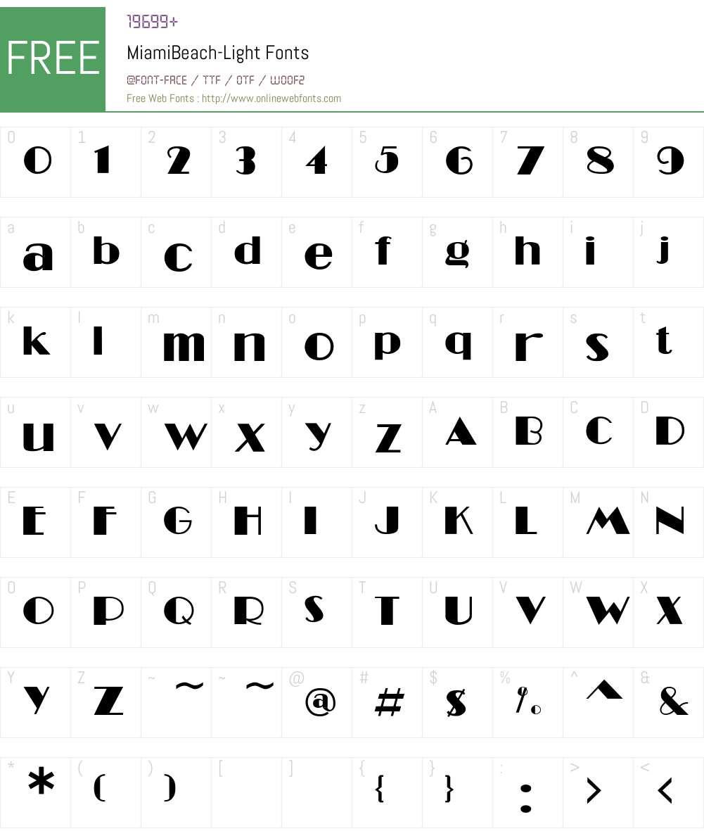 MiamiBeach-Light Font Screenshots