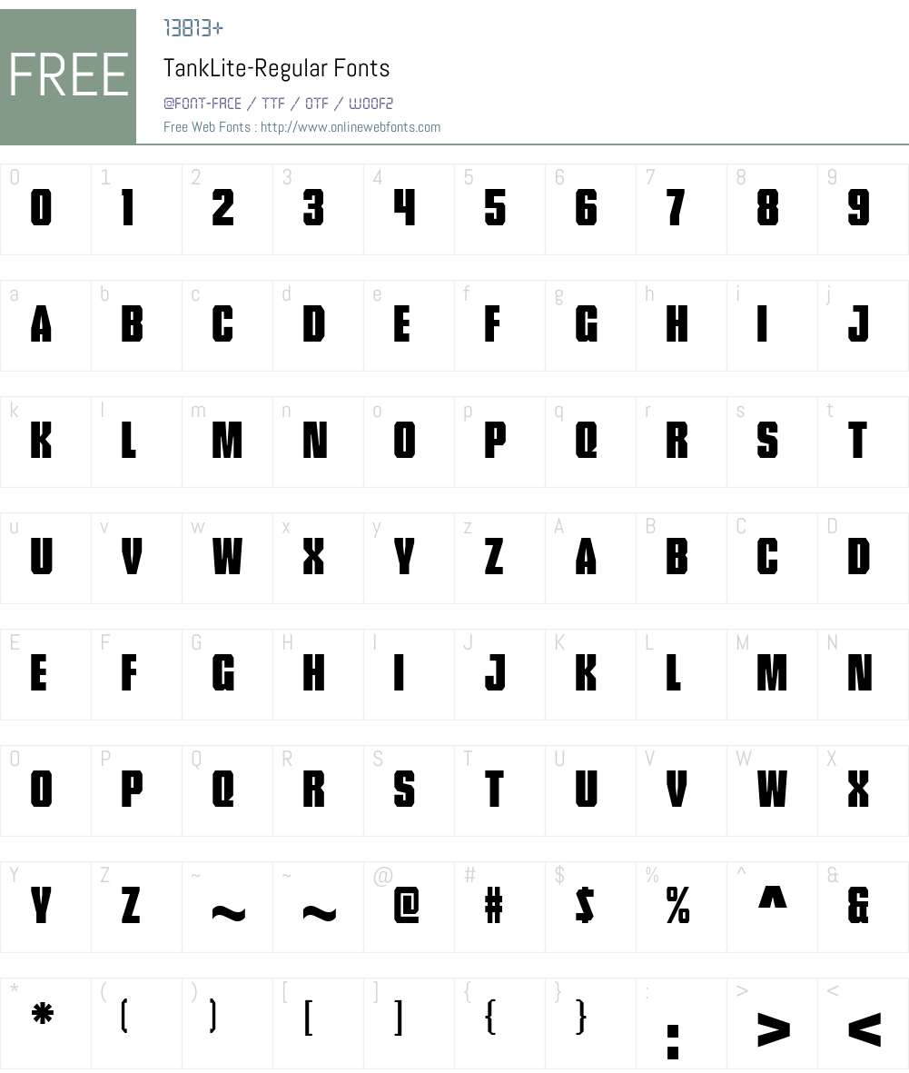 TankLite-Regular Font Screenshots