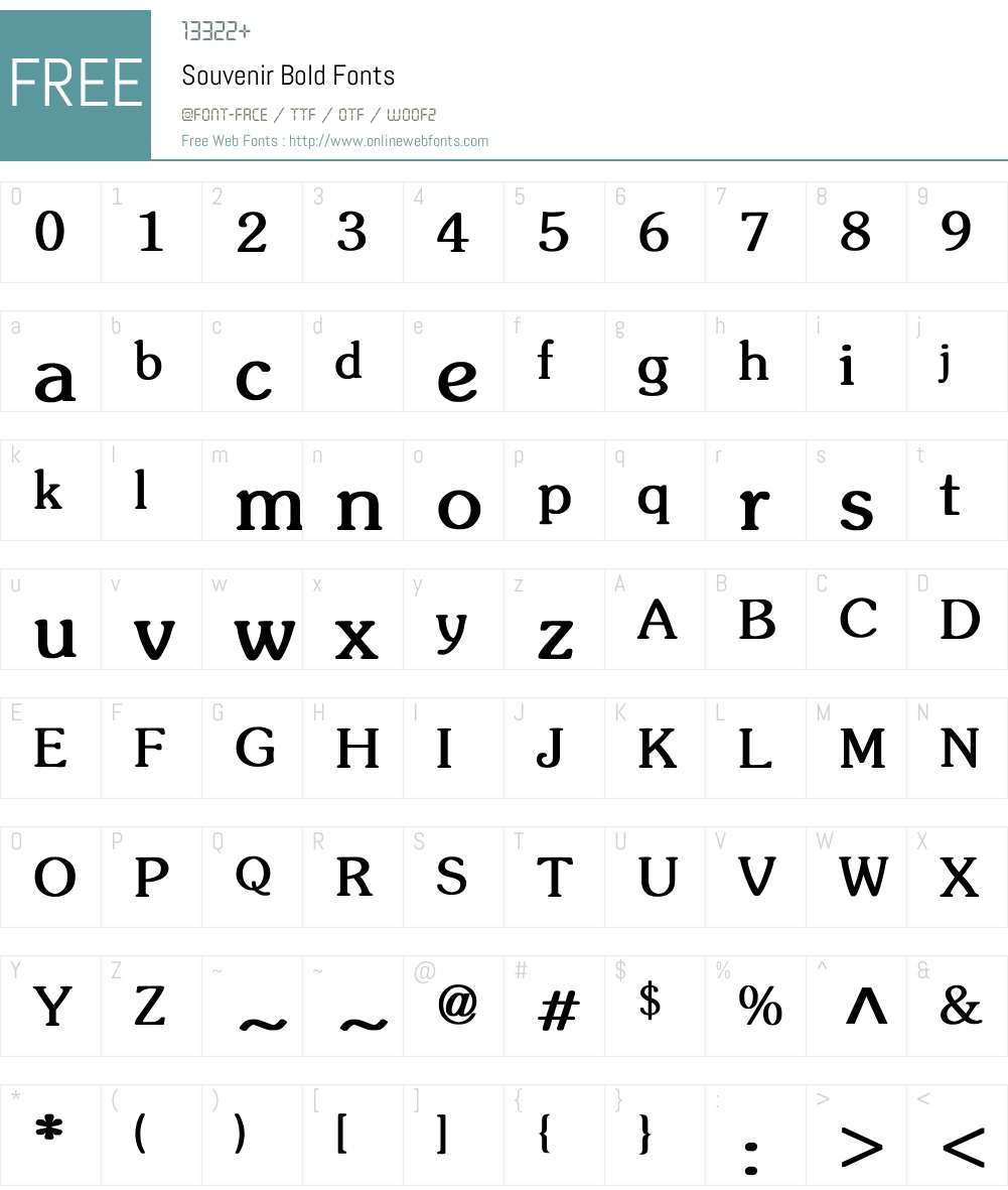 Souvenir Font Screenshots
