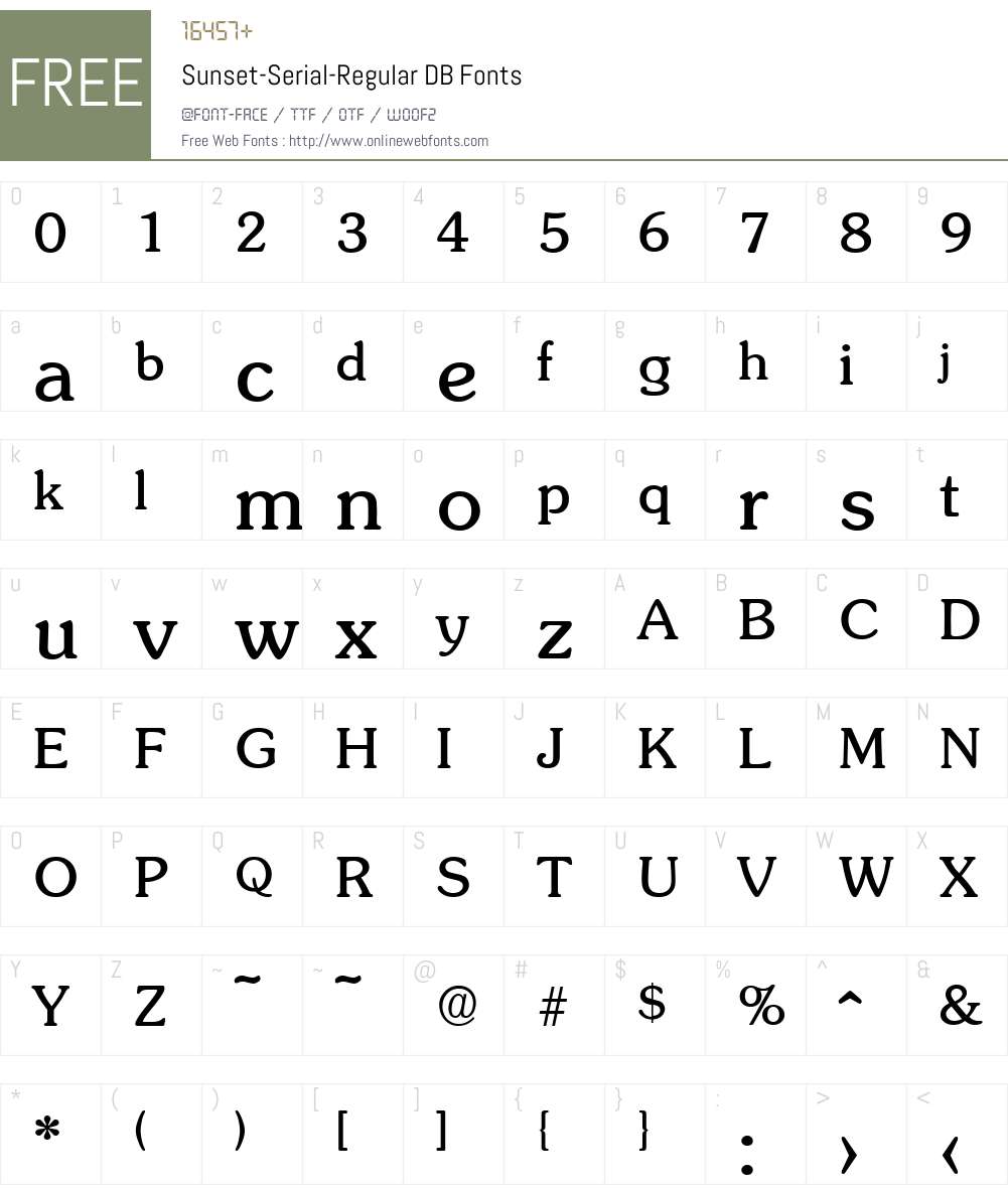 Sunset-Serial DB Font Screenshots