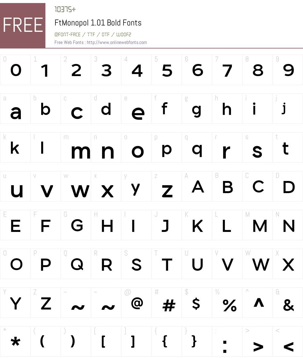 FtMonopol 1.01 Font Screenshots