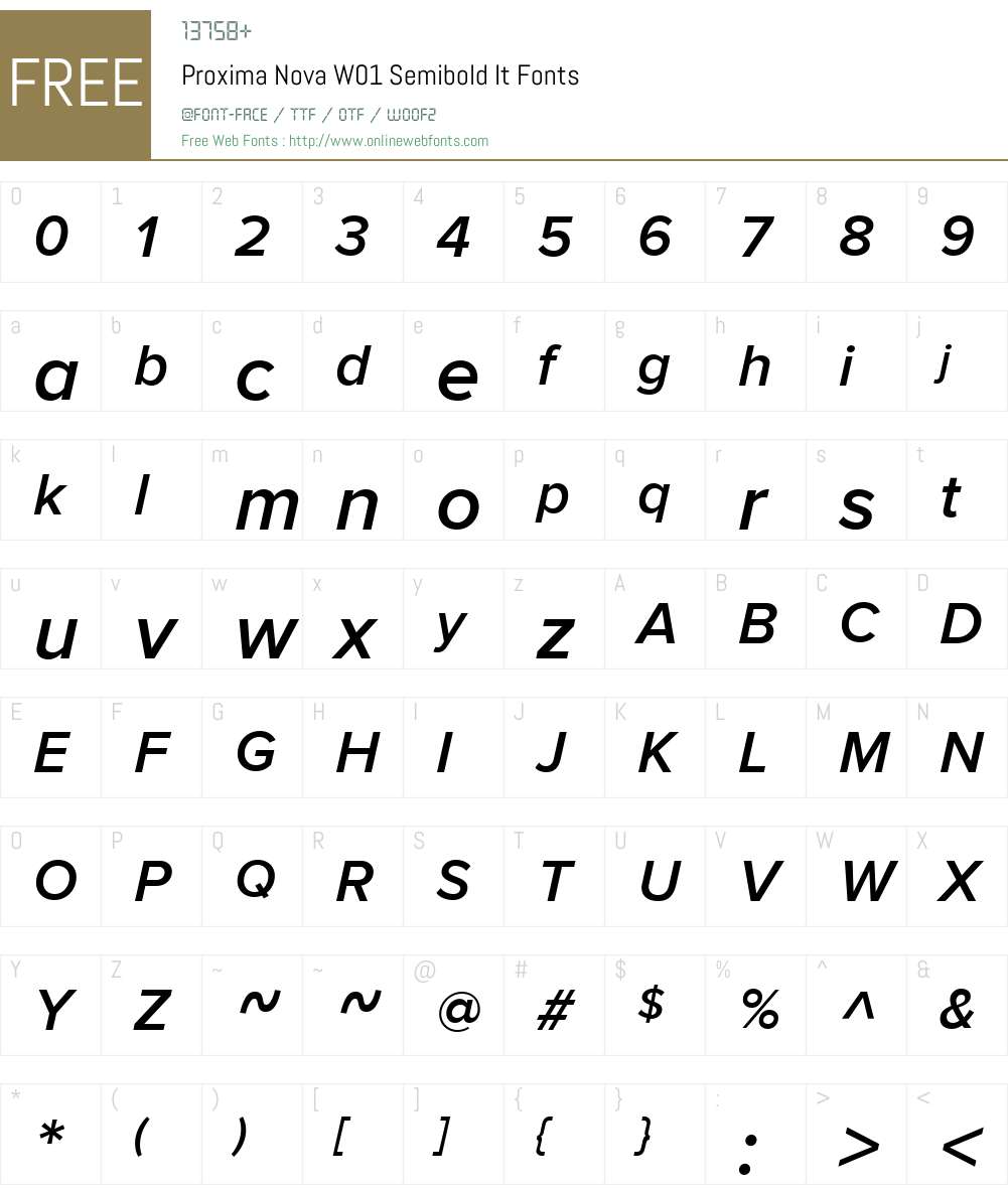 ProximaNovaW01-SemiboldIt Font Screenshots