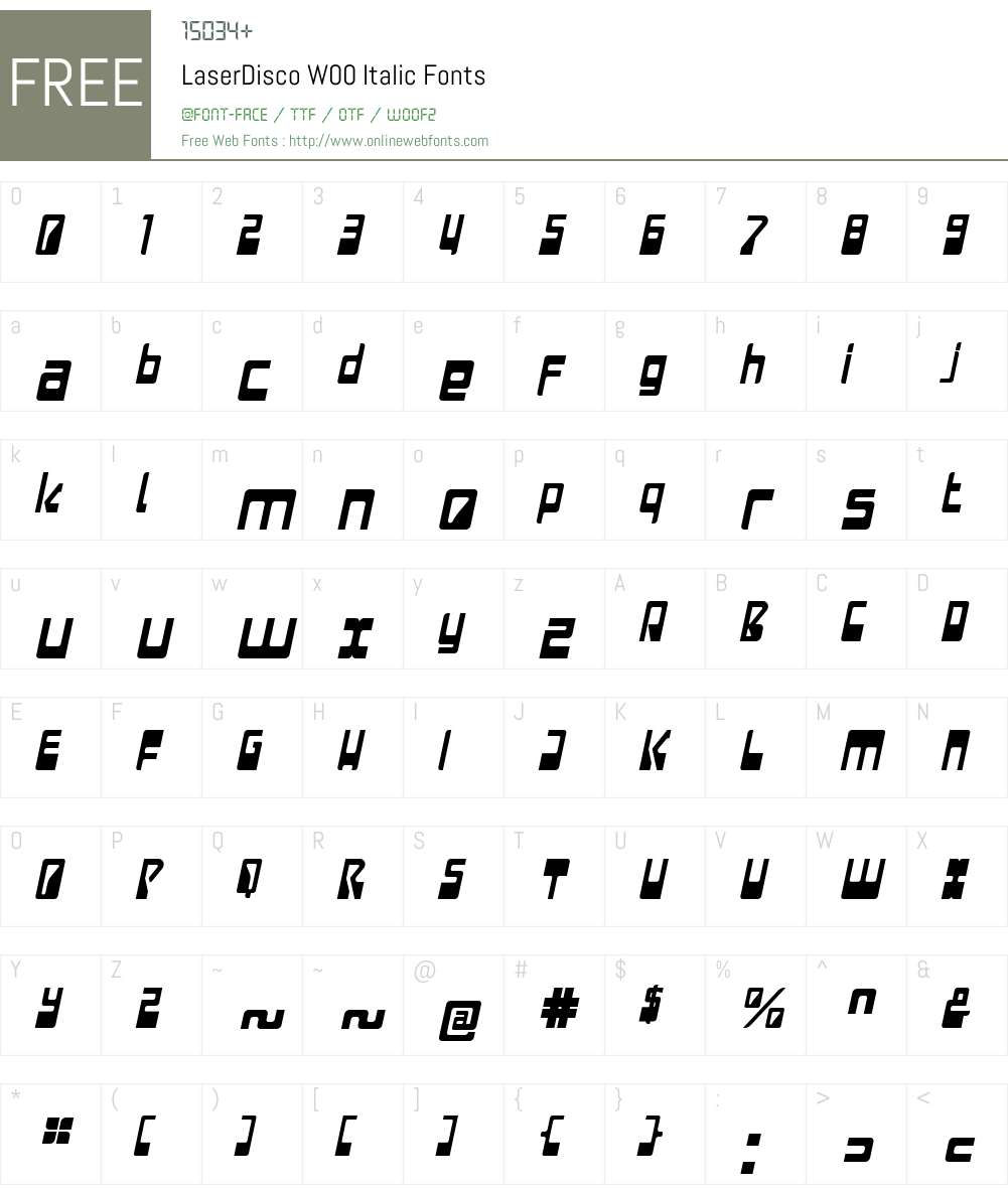 LaserDiscoW00-Italic Font Screenshots