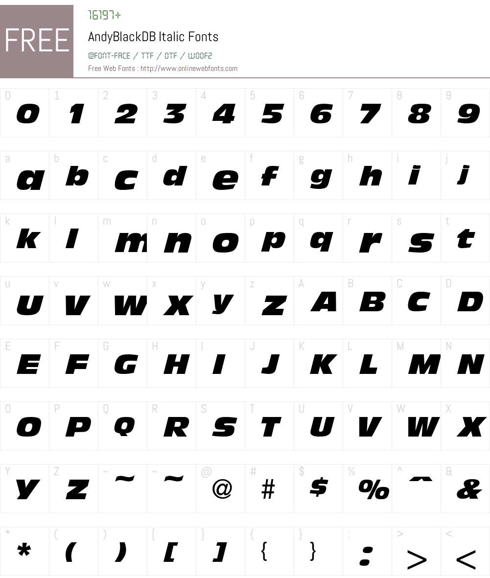 AndyBlackDB Font Screenshots