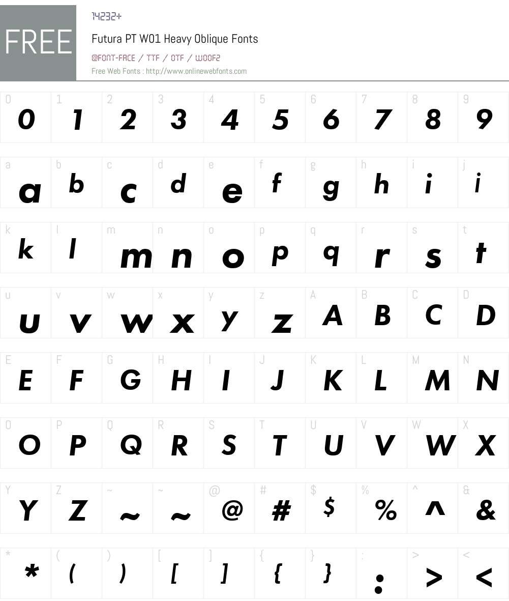 FuturaPTW01-HeavyOblique Font Screenshots