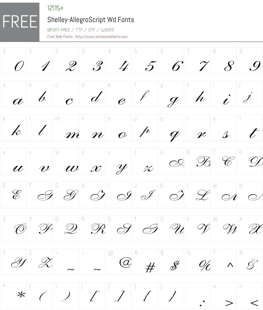 Shelley-AllegroScript Wd Font Screenshots
