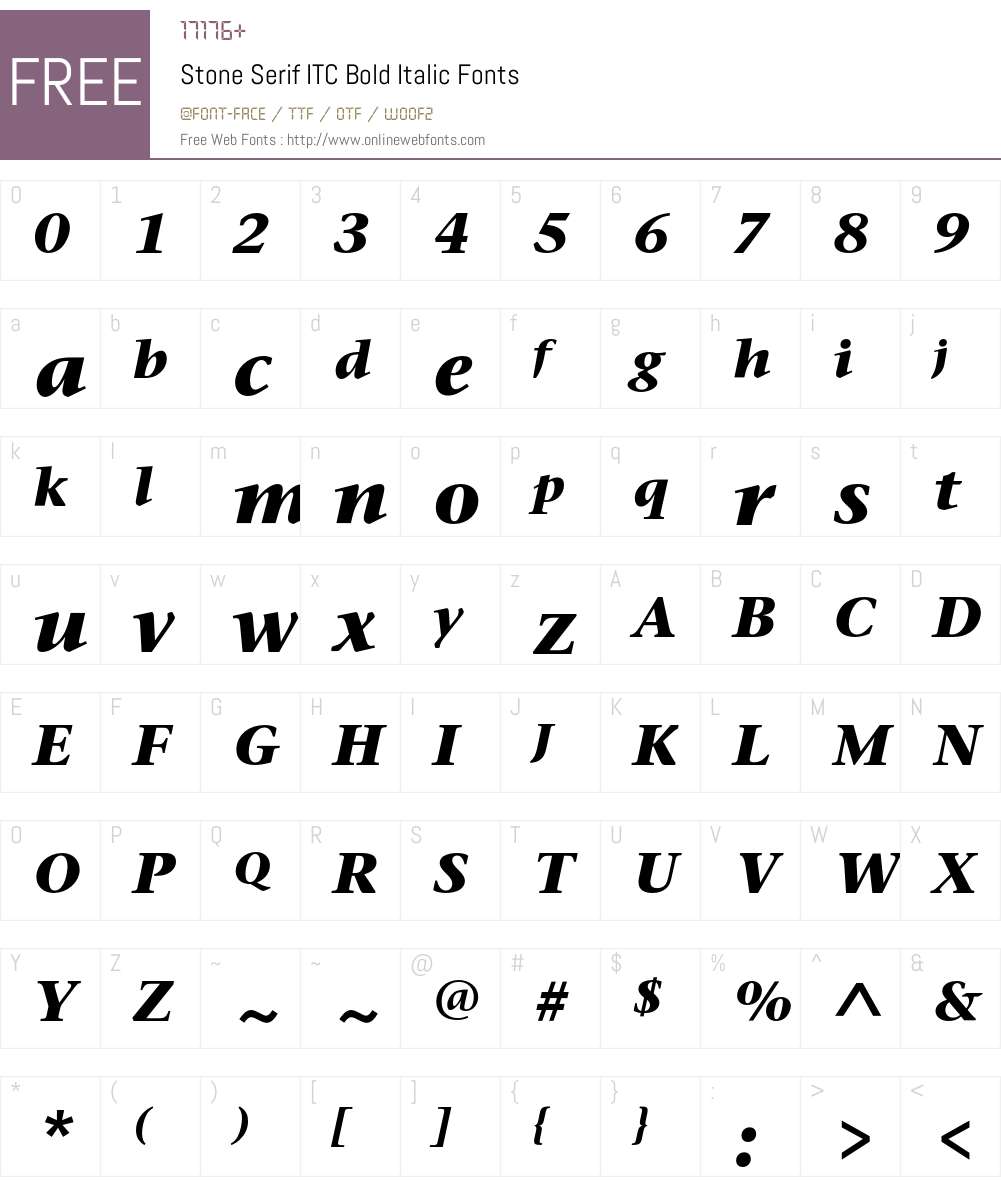 StoneSerifITC Font Screenshots