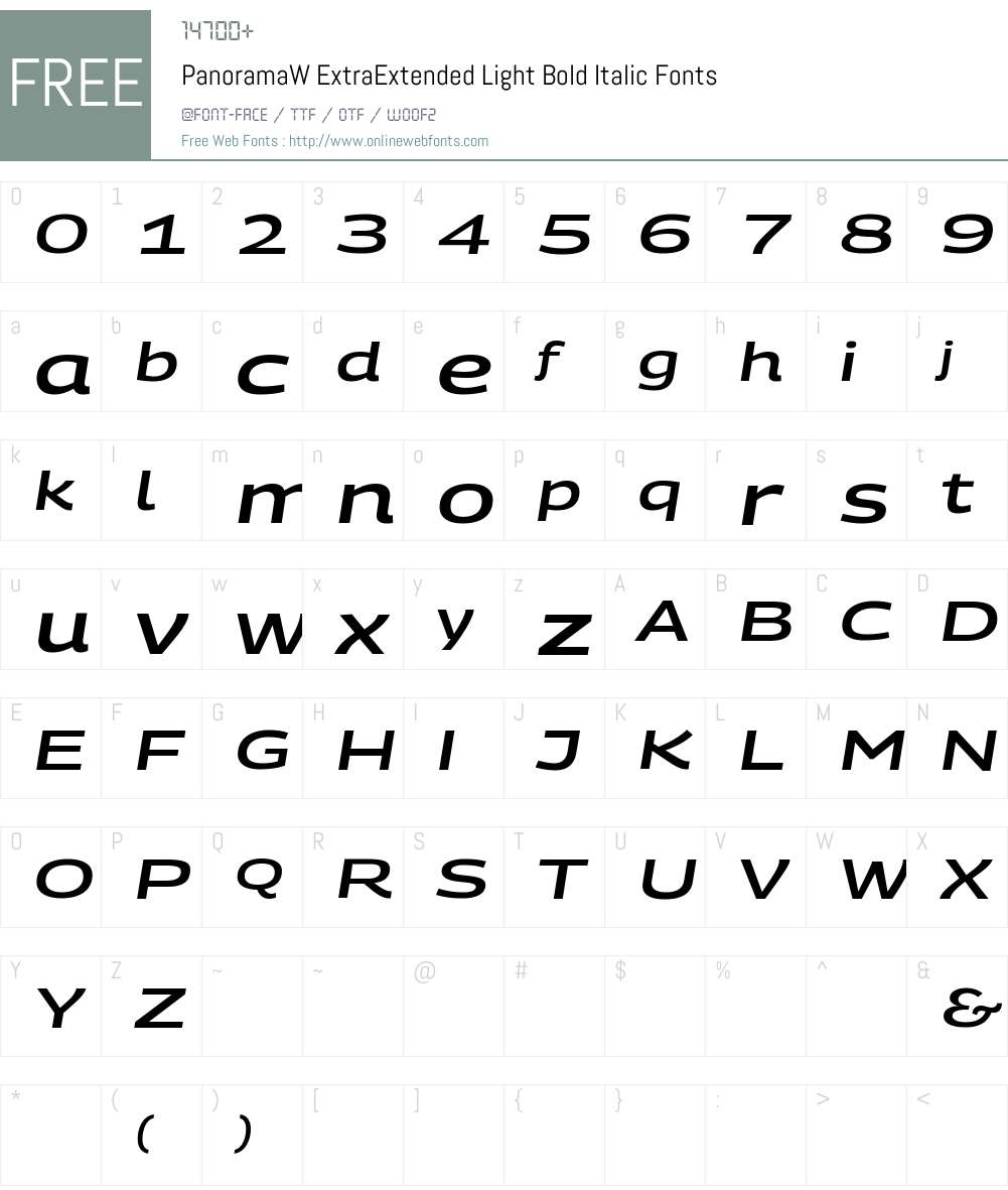 PanoramaW ExtraExtended Light Font Screenshots