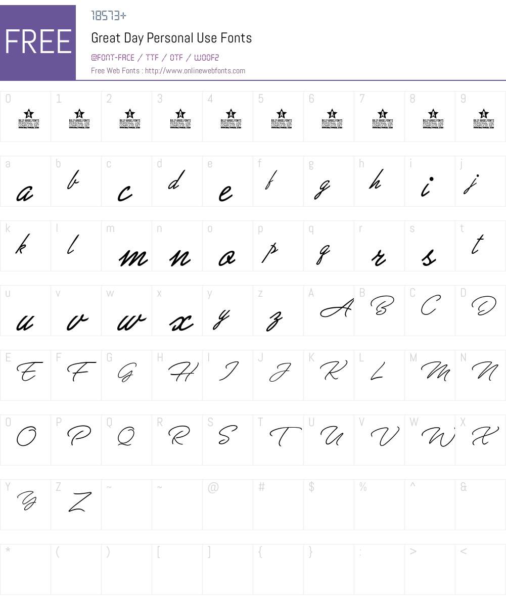 Great Day Personal Use Font Screenshots