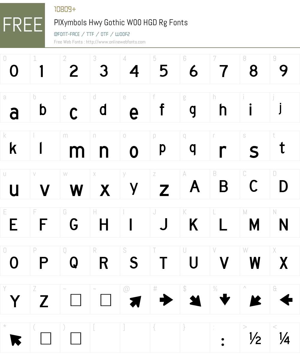 PIXymbolsHwyGothicW00-HGDRg Font Screenshots