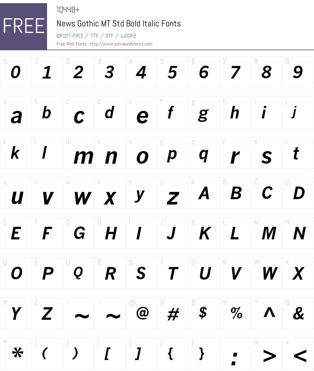 News Gothic MT Std Font Screenshots