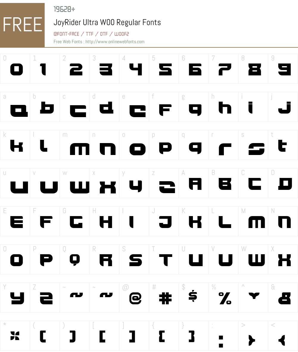 JoyRiderUltraW00-Regular Font Screenshots