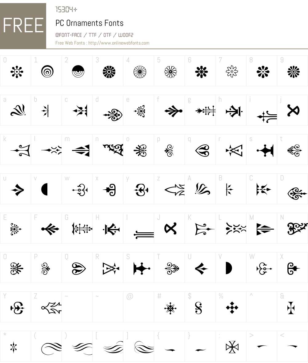 PC Ornaments Font Screenshots