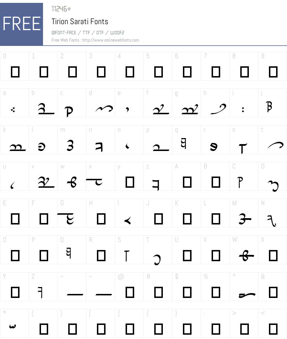 Tirion Sarati Font Screenshots