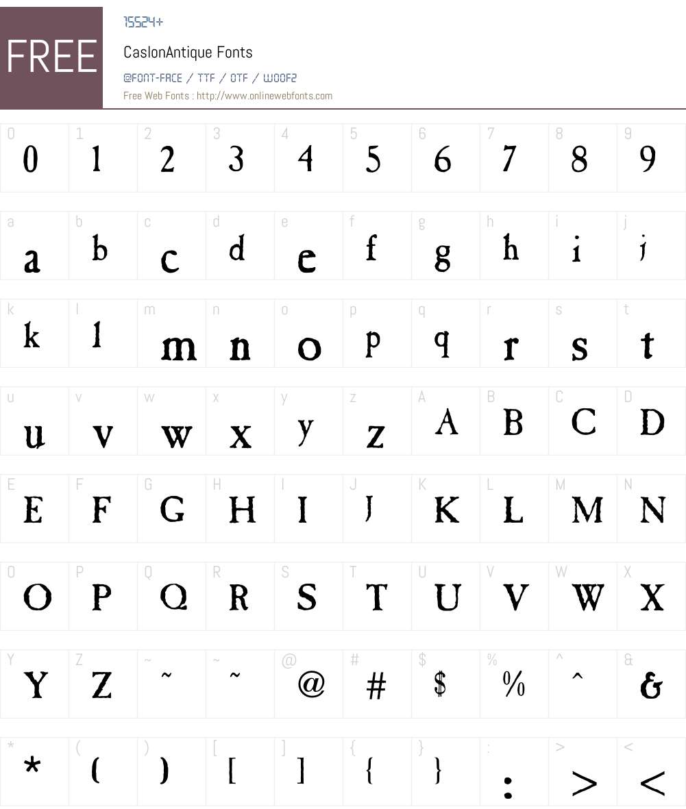 Caslon Font Screenshots