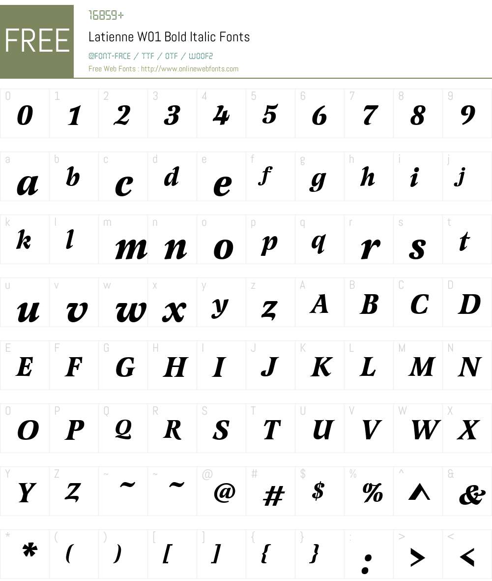 LatienneW01-BoldItalic Font Screenshots