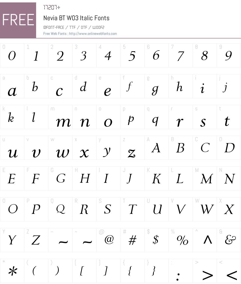 Nevia BT Font Screenshots