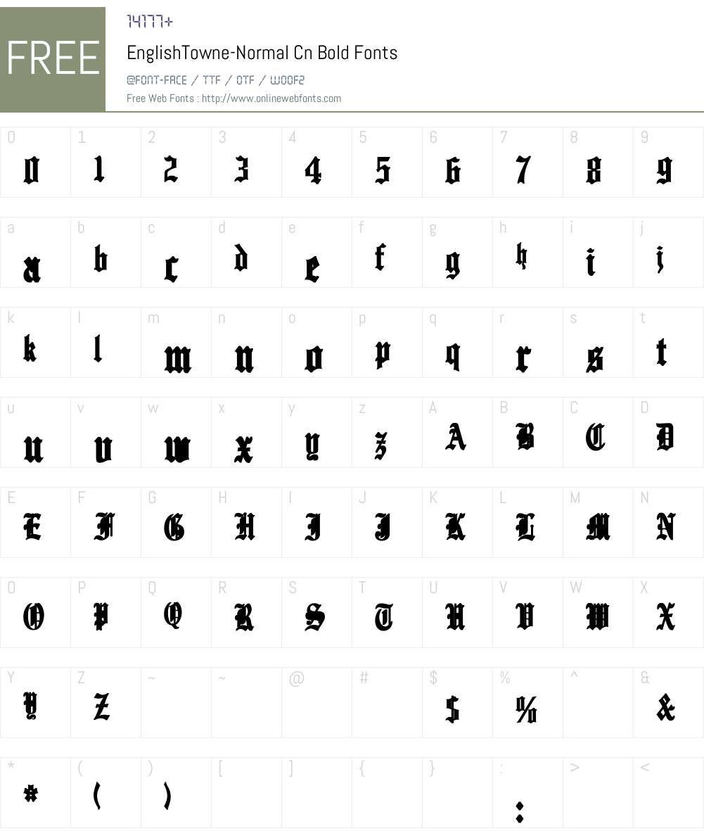EnglishTowne-Normal Cn Bold Font Screenshots