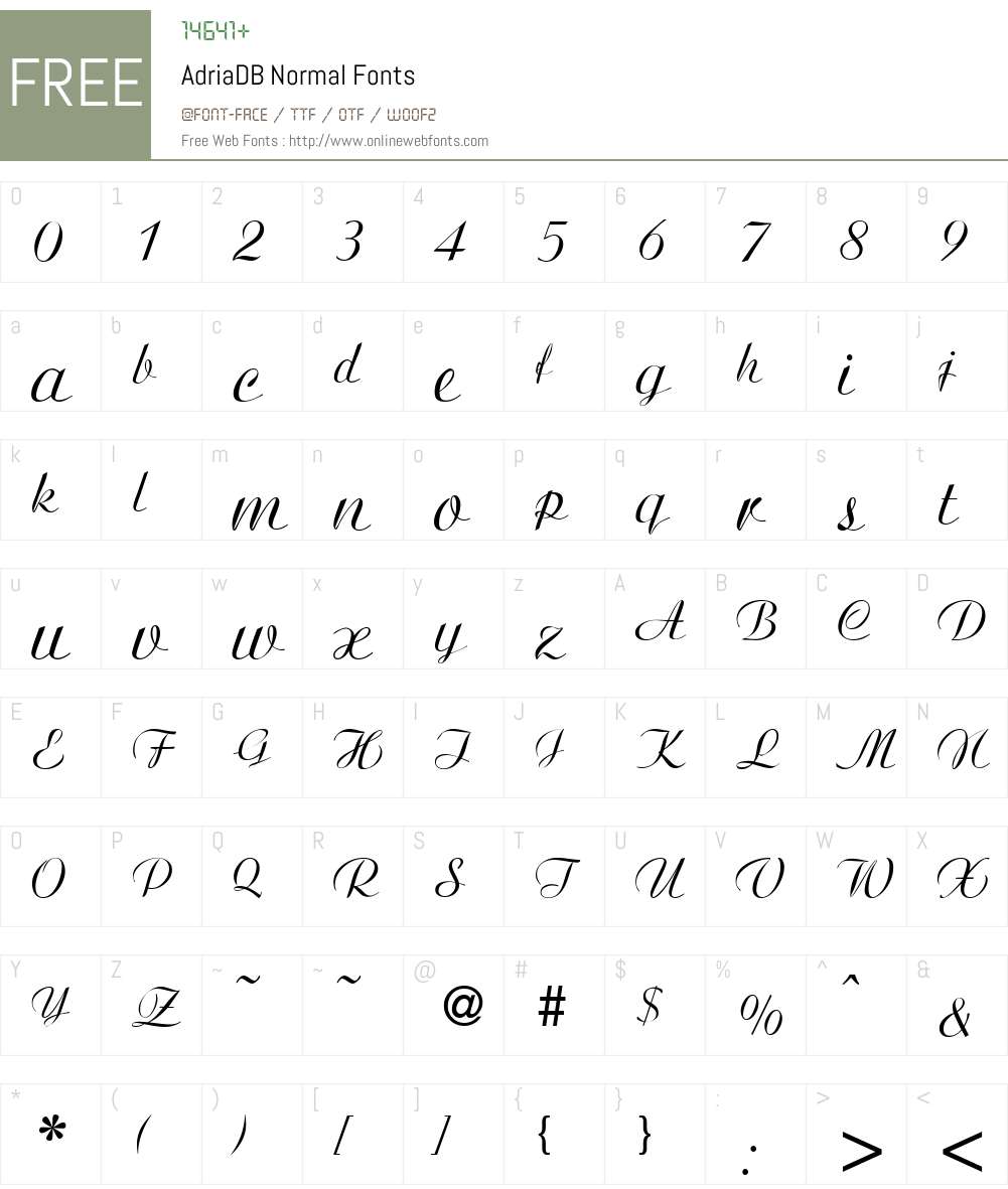 AdriaDB Font Screenshots