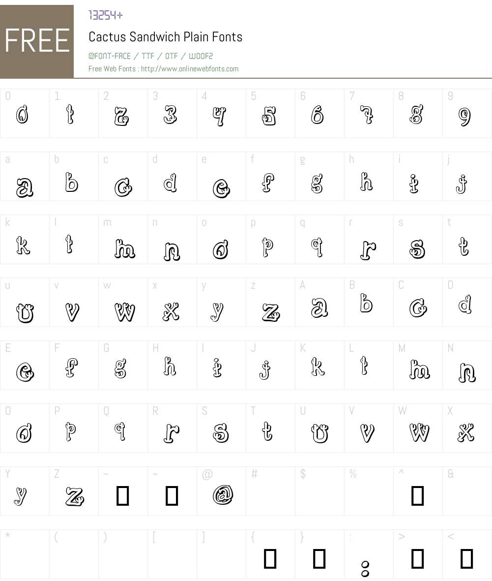 Cactus Sandwich Plain Font Screenshots