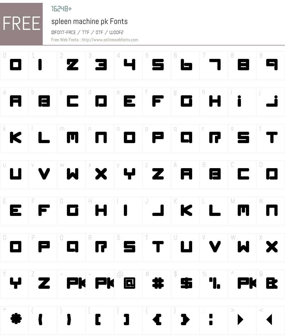 spleen machine pk Font Screenshots